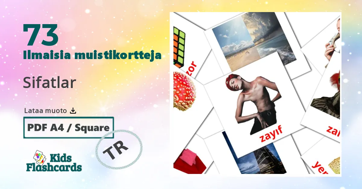 Sifatlar – lasten kuvakortit turkkiksi sanastoon