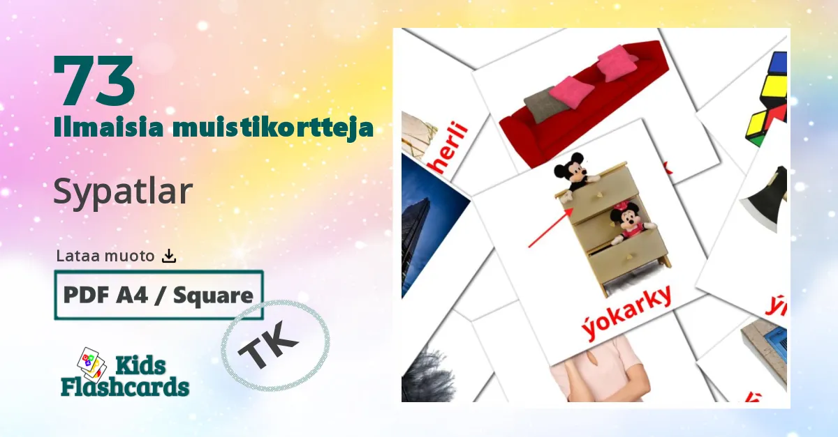 Sypatlar – lasten kuvakortit turkmeniksi sanastoon