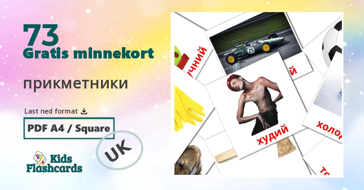 73 прикметники bildekort