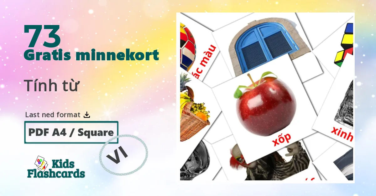 Tính từ bildekort for barn på vietnamesisk