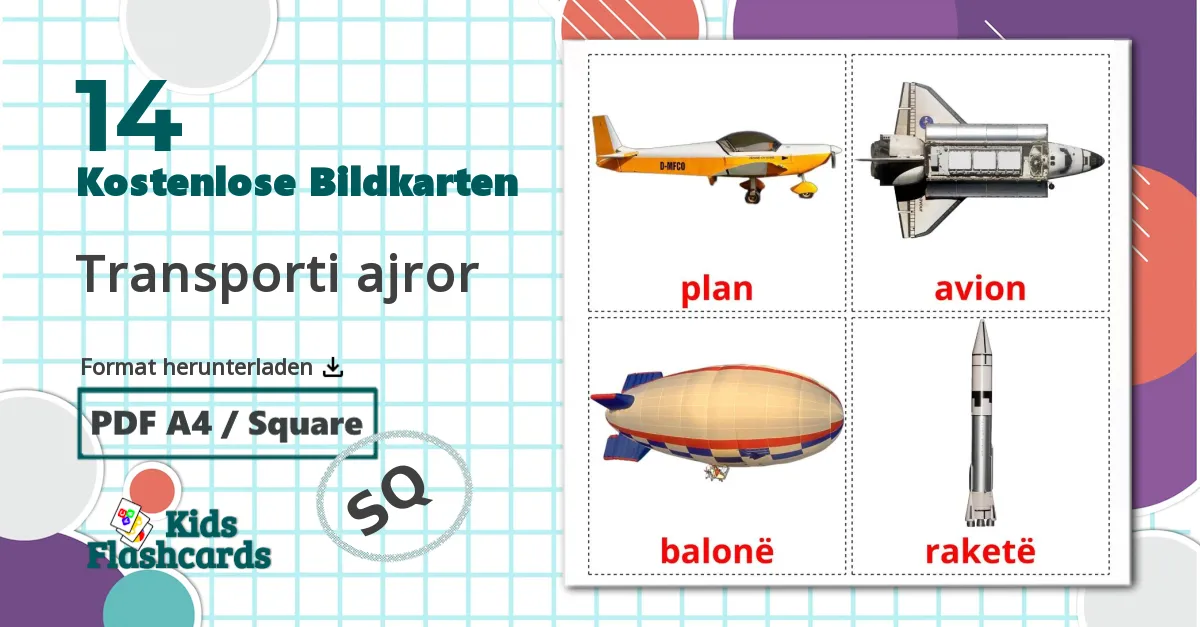 Flugzeuge - Albanisch Vokabelkarten