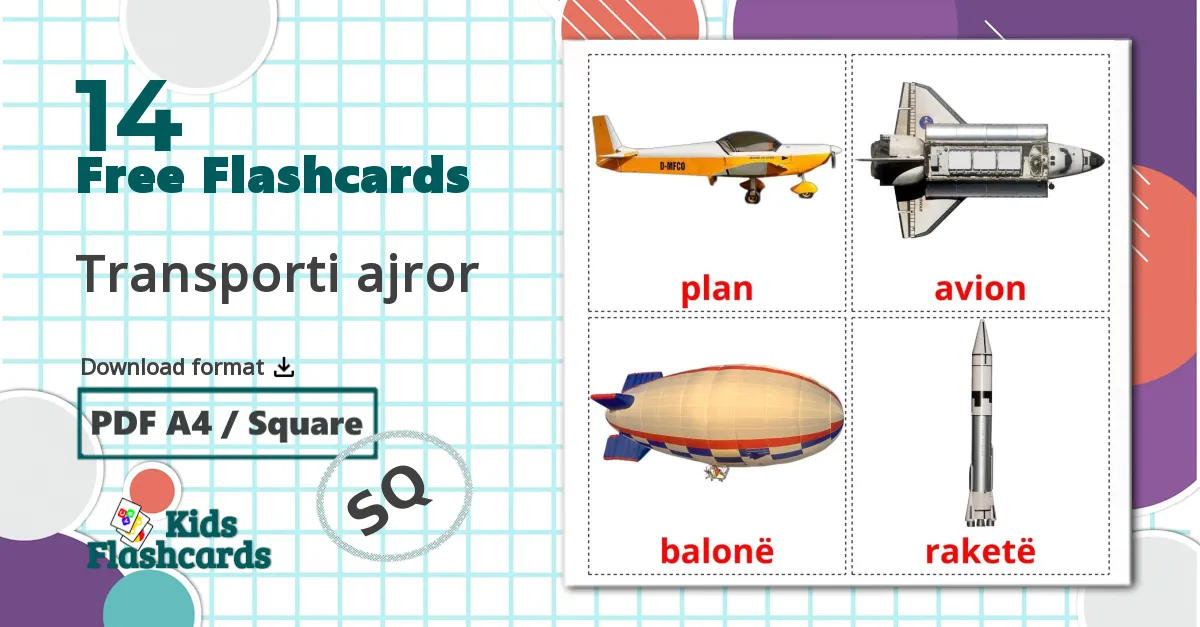 Aircraft - albanian vocabulary cards