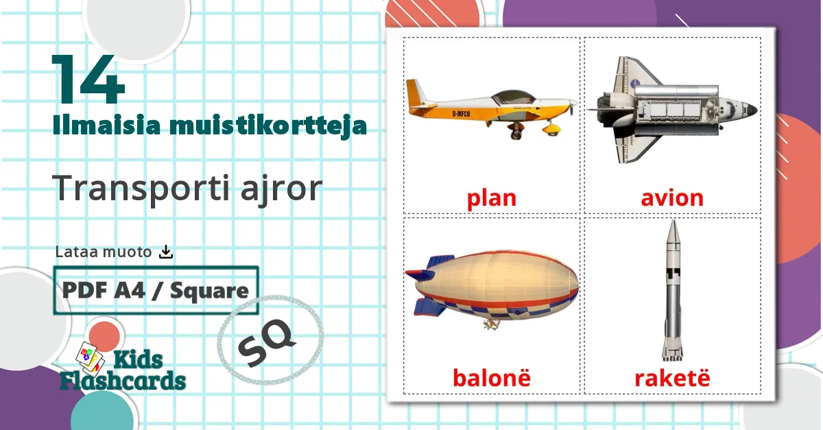 Lentokone - albanian ordforrådskort