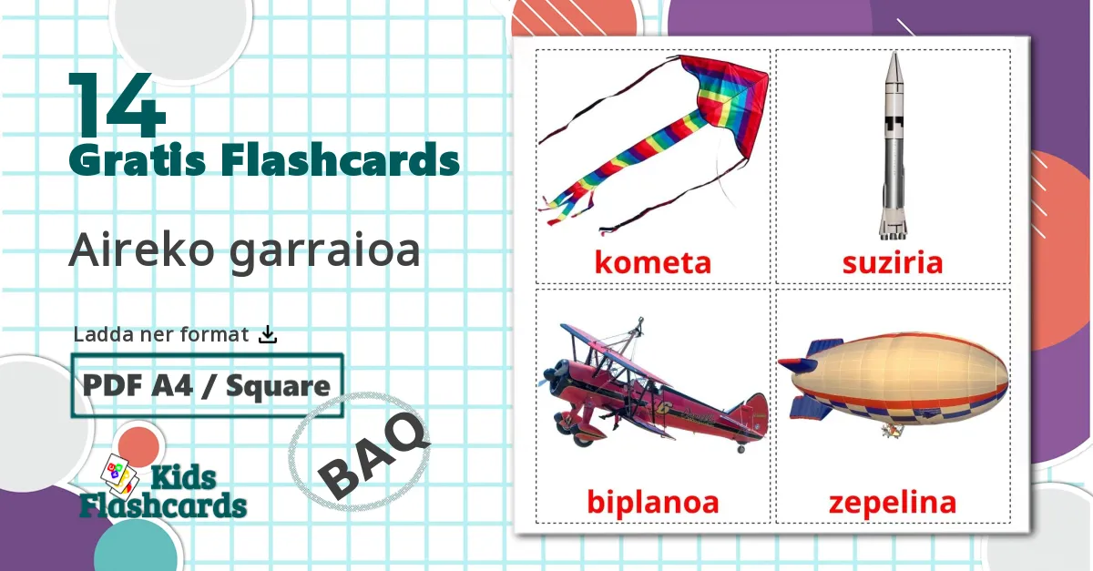 14 Aireko garraioa bildkort för barn