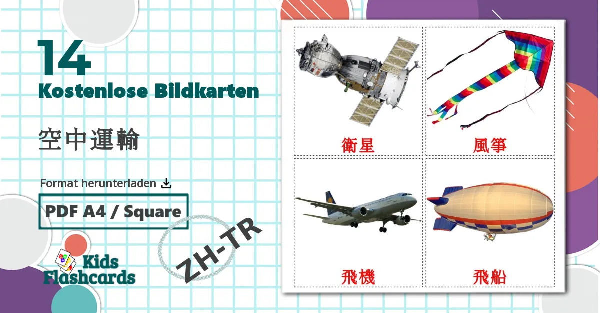 14 Bildkarten für Flugzeuge