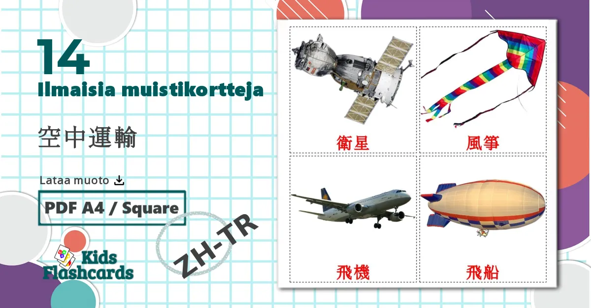 14 空中運輸 lasten kuvakortit