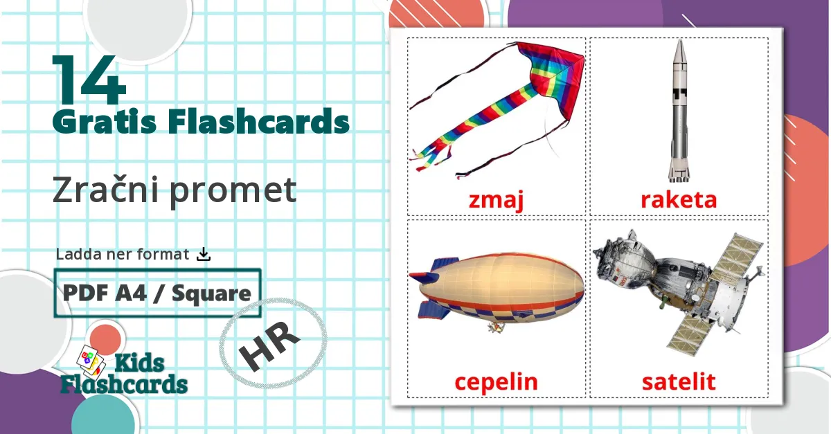 14 Zračni promet bildkort för barn