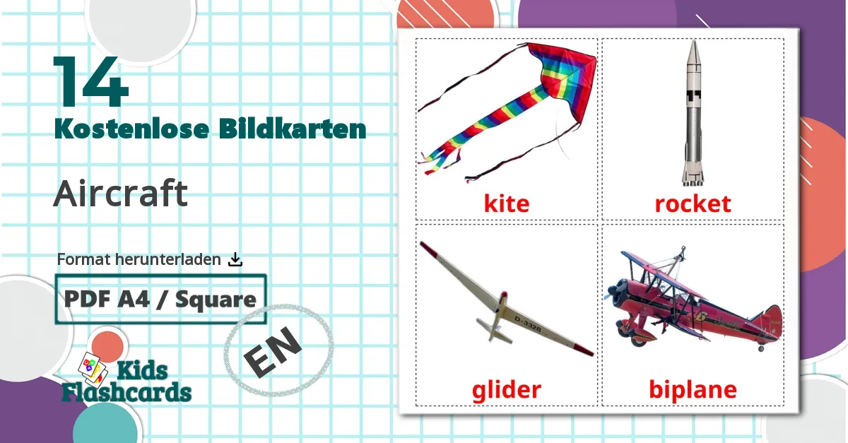 14 Bildkarten für Aircraft