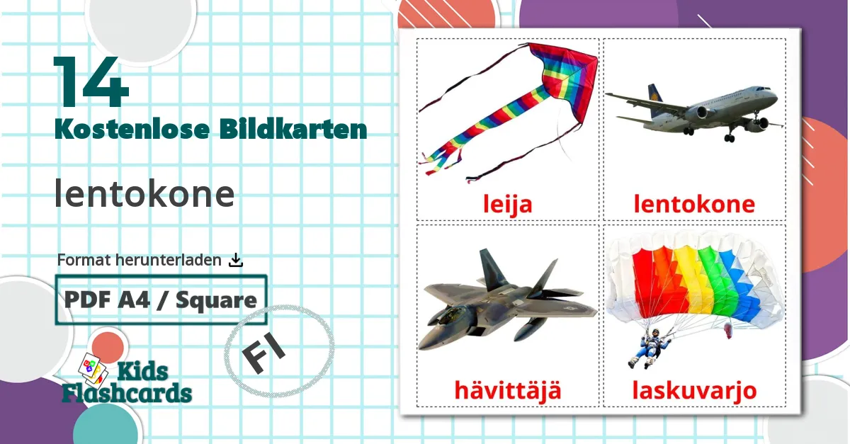 14 Bildkarten für Flugzeuge