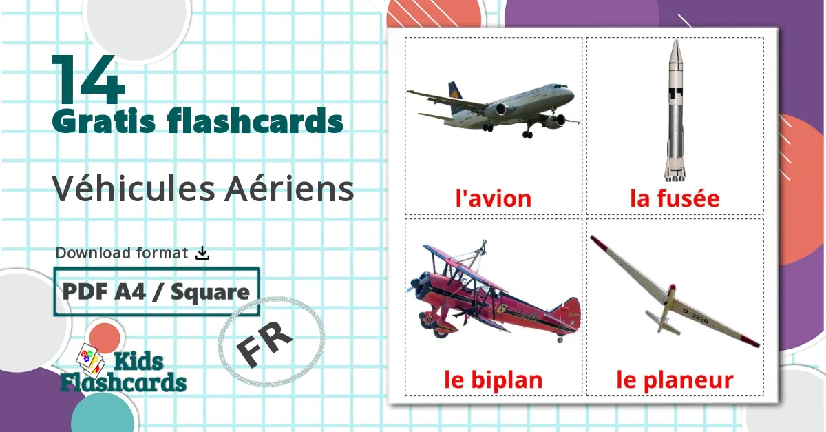 14 Véhicules Aériens billedkort for børn