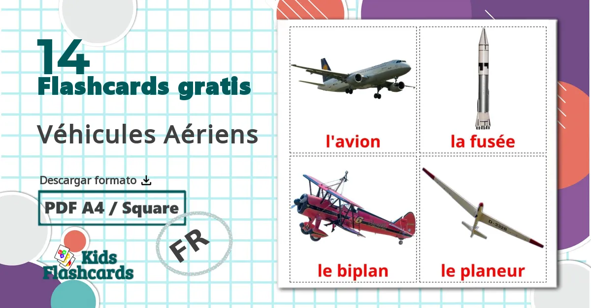 14 tarjetas didacticas de Transporte aéreo