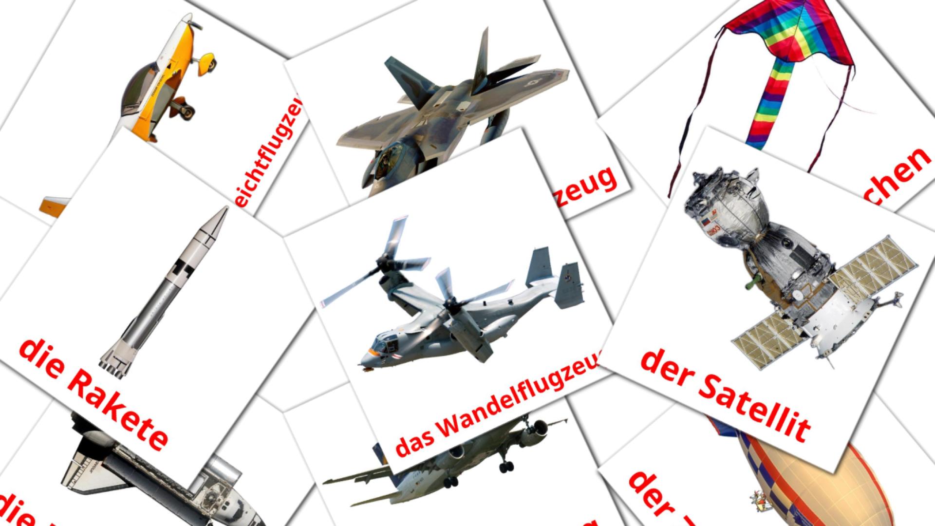 Véhicules Aériens - cartes de vocabulaire allemand