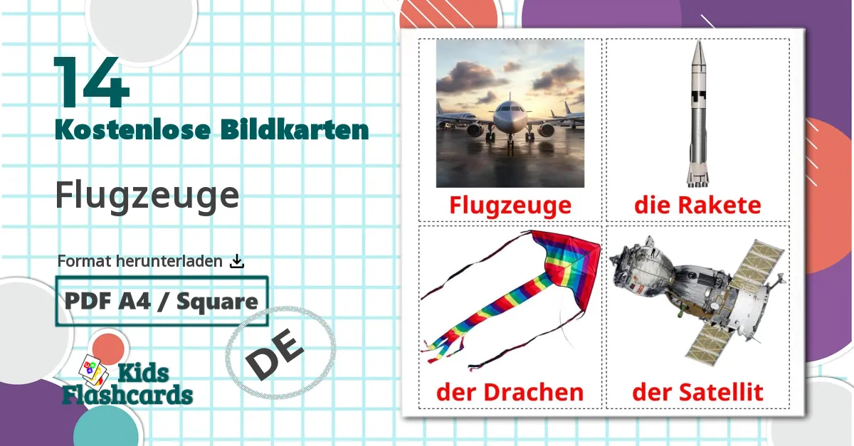 14 Bildkarten für Flugzeuge