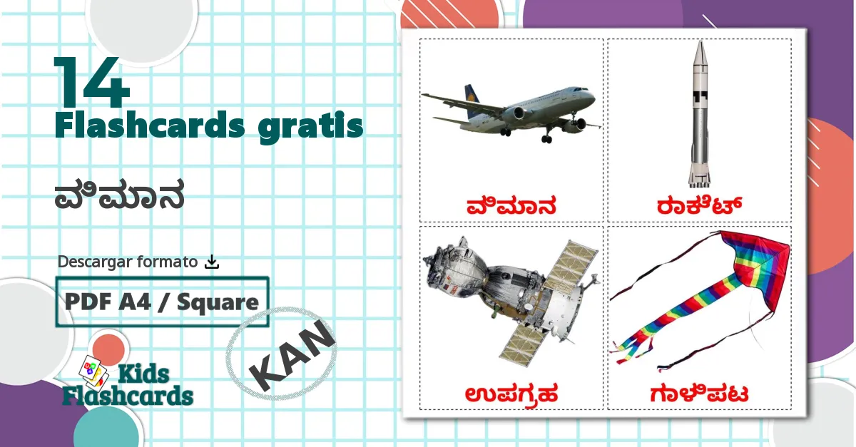 14 tarjetas didacticas de ವಿಮಾನ