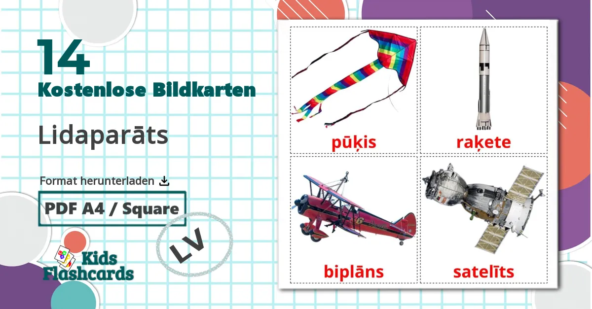 14 Bildkarten für Lidaparāts