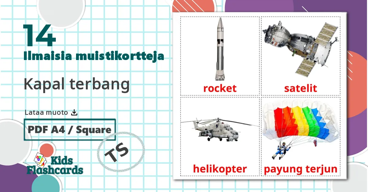 14 Kapal terbang lasten kuvakortit