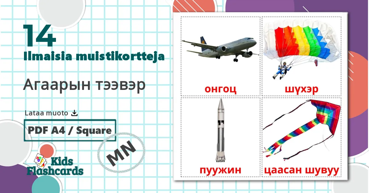 14 Агаарын тээвэр lasten kuvakortit