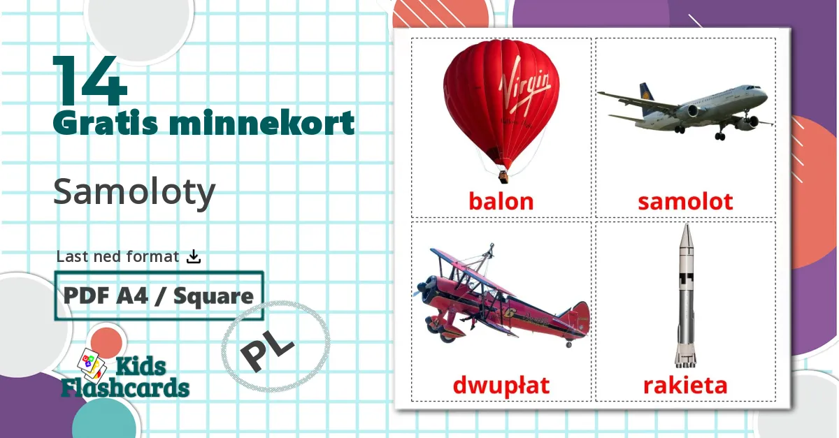 14 Samoloty  bildekort