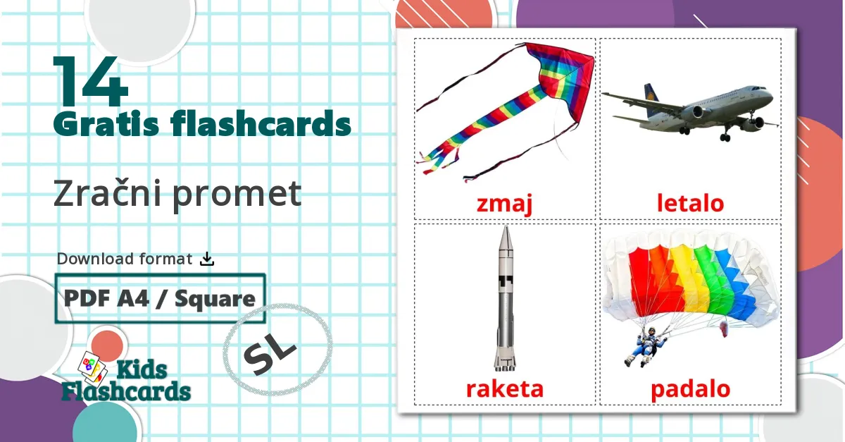14 Zračni promet billedkort for børn