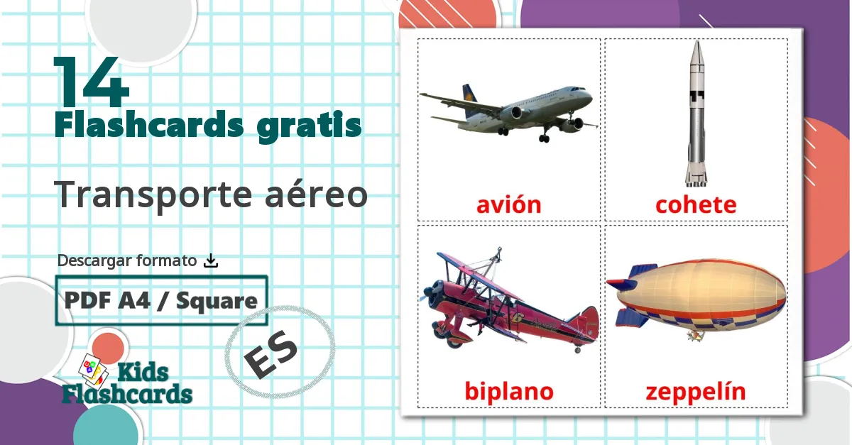 14 tarjetas didacticas de Transporte aéreo