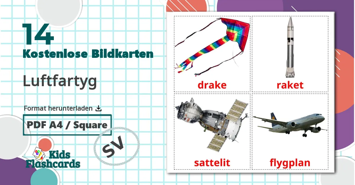 14 Bildkarten für Luftfartyg