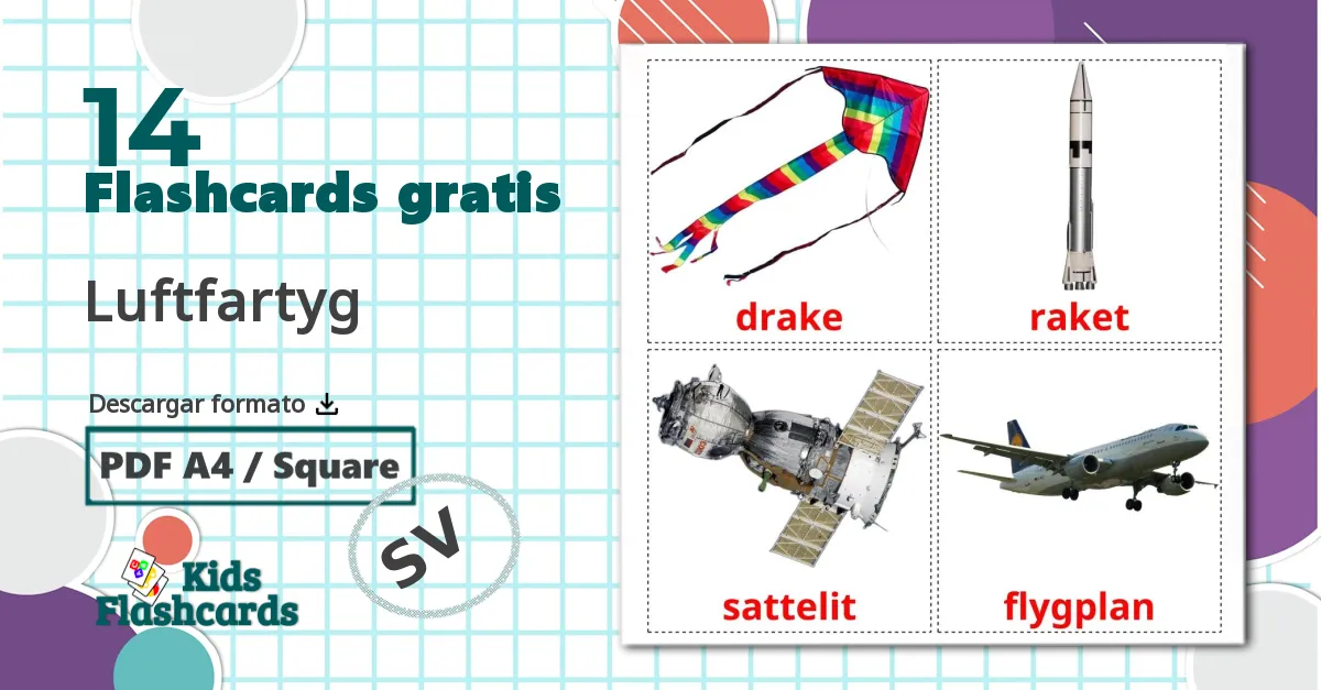 14 Bildkarten für Luftfartyg