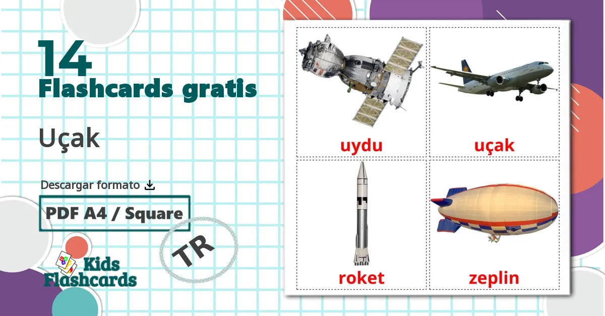 14 tarjetas didacticas de Uçak