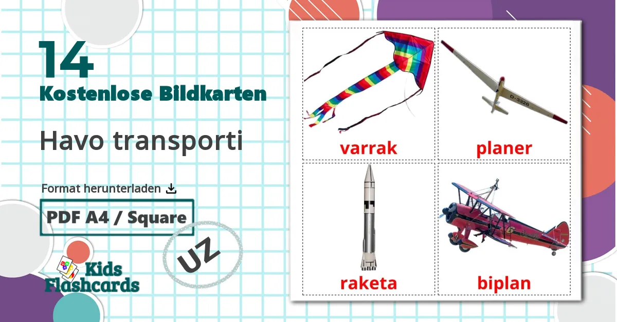 14 Bildkarten für Havo transporti