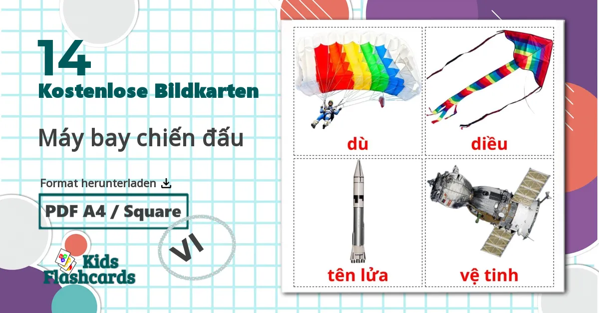 14 Bildkarten für Flugzeuge