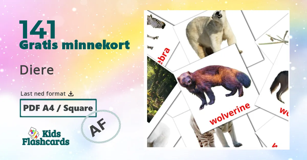 141 Diere bildekort