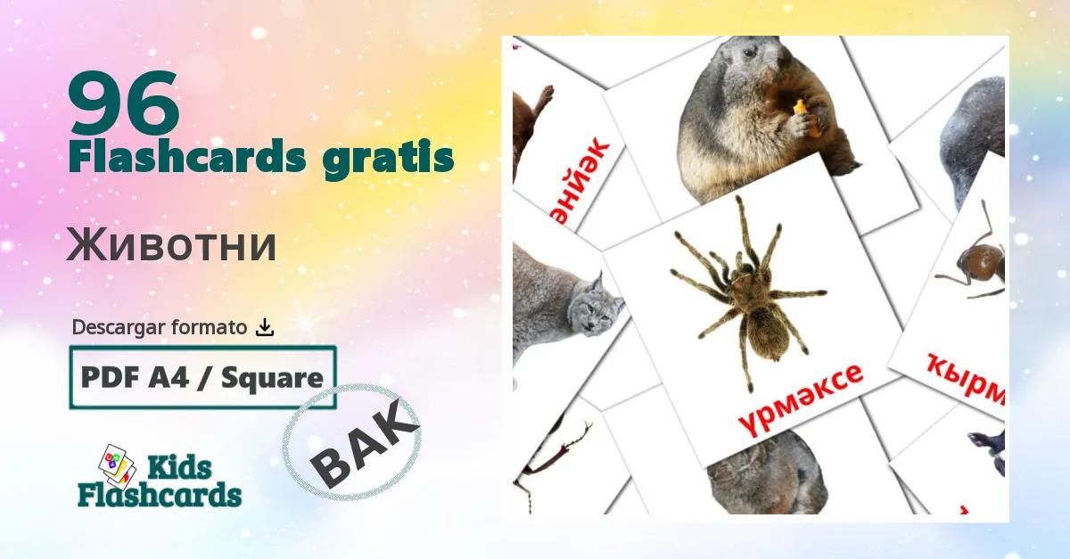 brashkir tarjetas de vocabulario en Животни