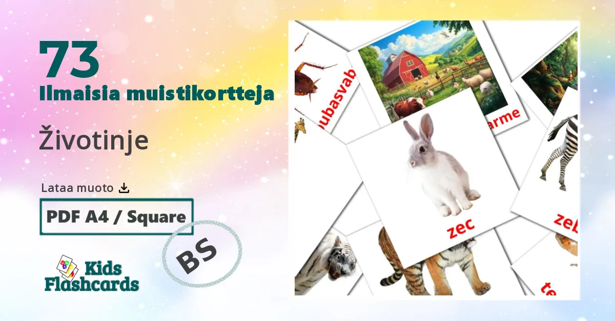Životinje – lasten kuvakortit bosnianksi sanastoon