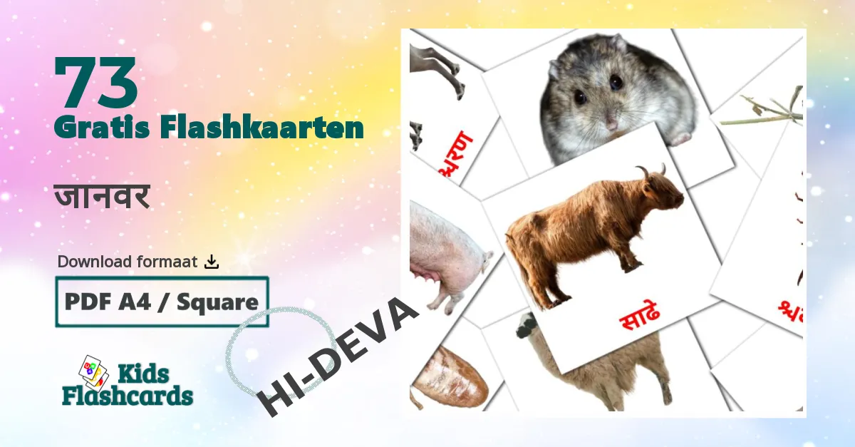 जानवर devanagari woordenschat flashcards