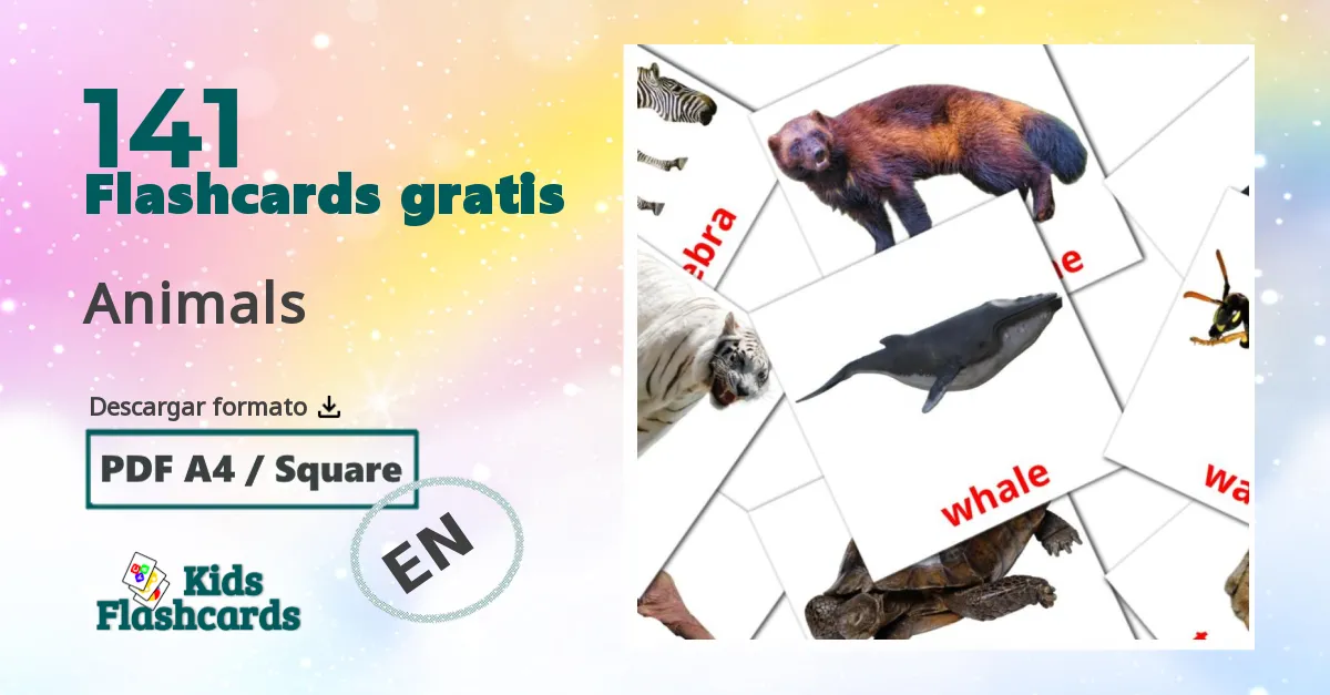 inglés tarjetas de vocabulario en Animals