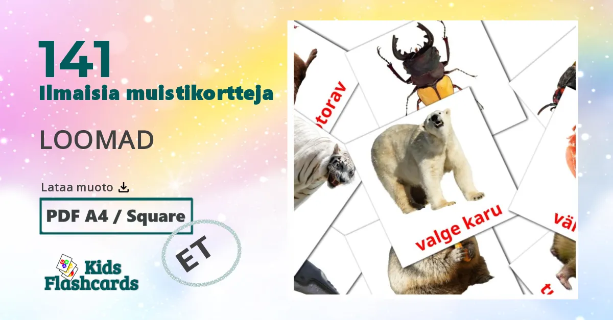 LOOMAD – lasten kuvakortit virolaiseksi sanastoon