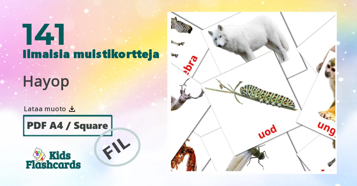 Hayop – lasten kuvakortit filippiiniläiseksi sanastoon