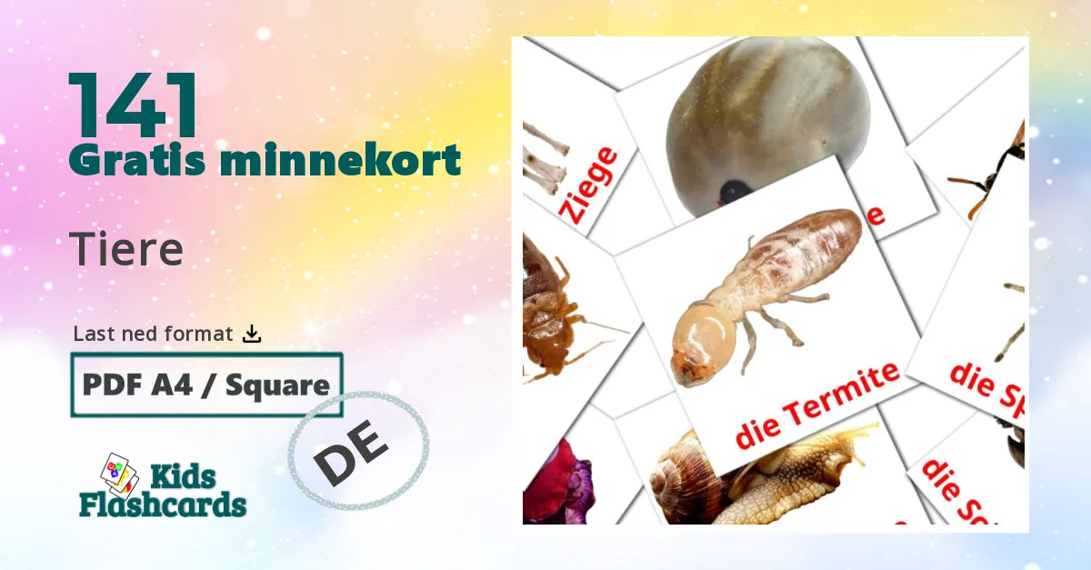 Tiere bildekort for barn på tysk