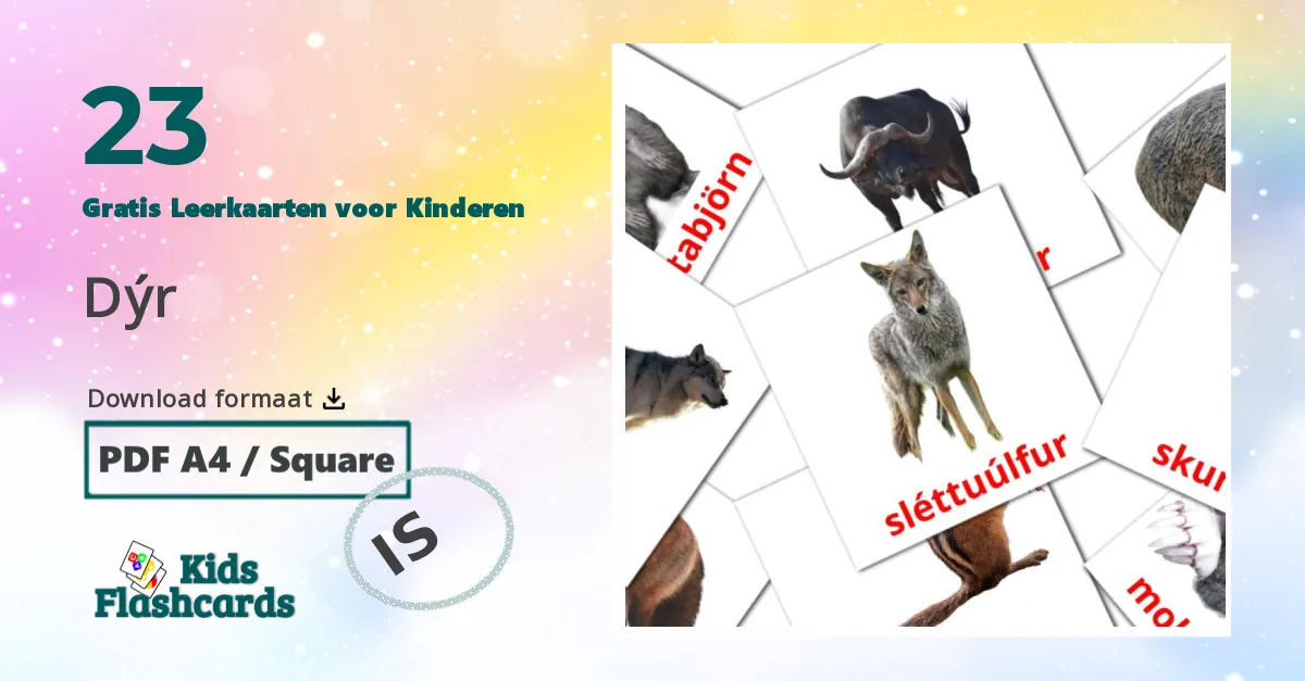 Dieren Leerkaarten voor kinderen