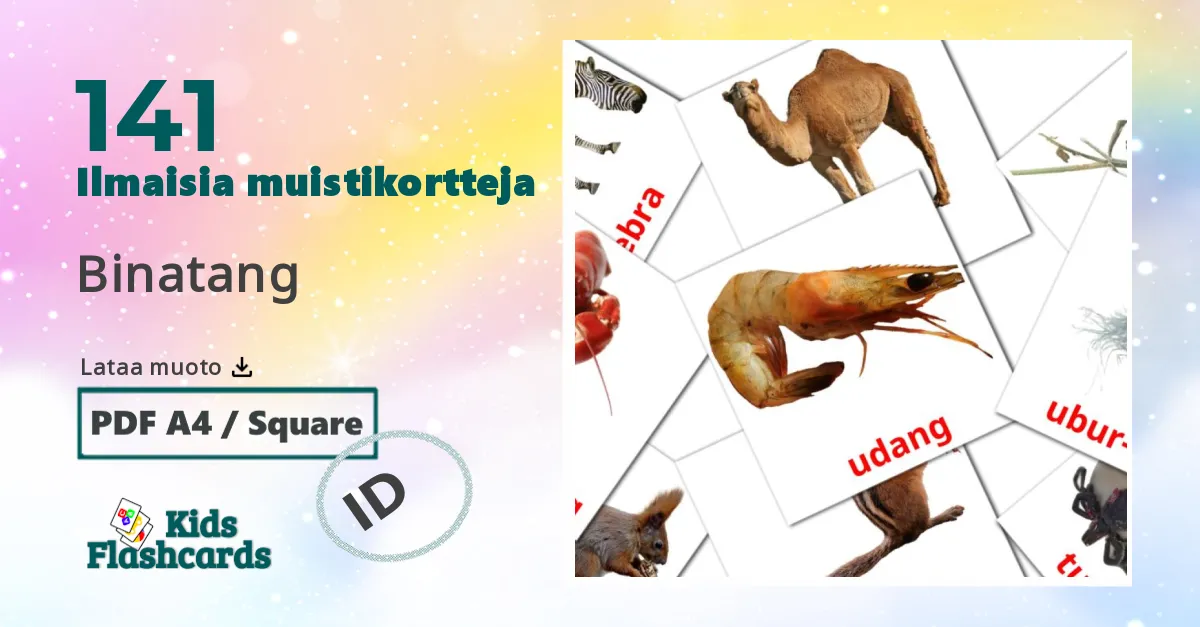 Binatang – lasten kuvakortit indonesialaiseksi sanastoon