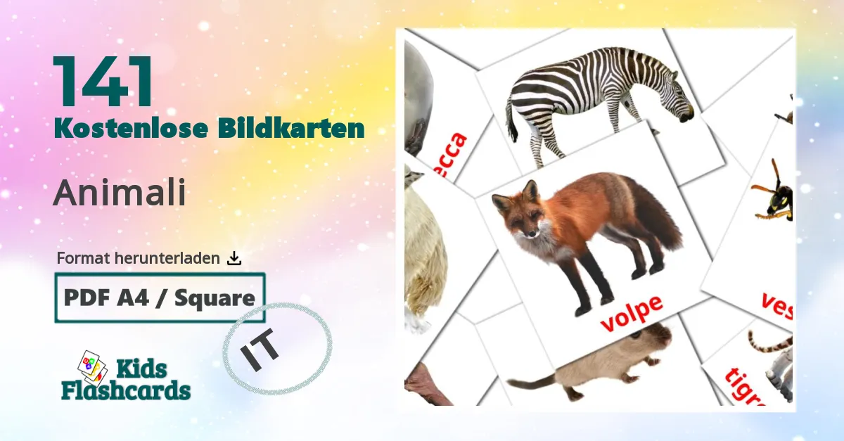 141 Bildkarten für Animali