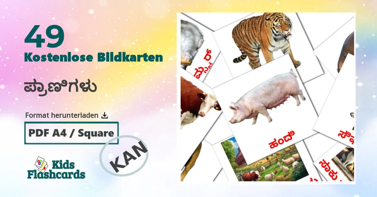 49 Bildkarten für ಪ್ರಾಣಿಗಳು