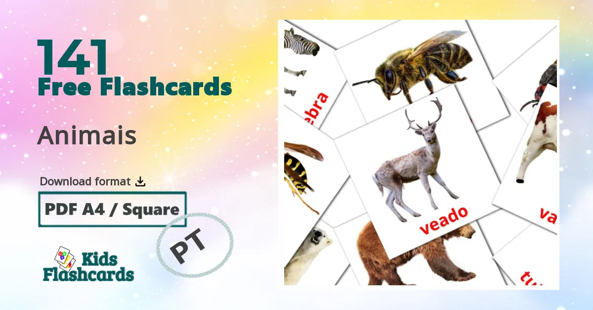 Animais portuguese vocabulary flashcards