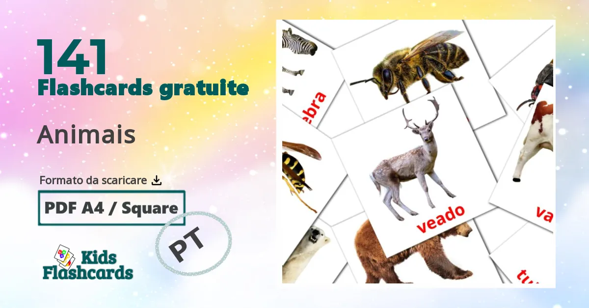 Animais Flashcards di vocabolario portoghese