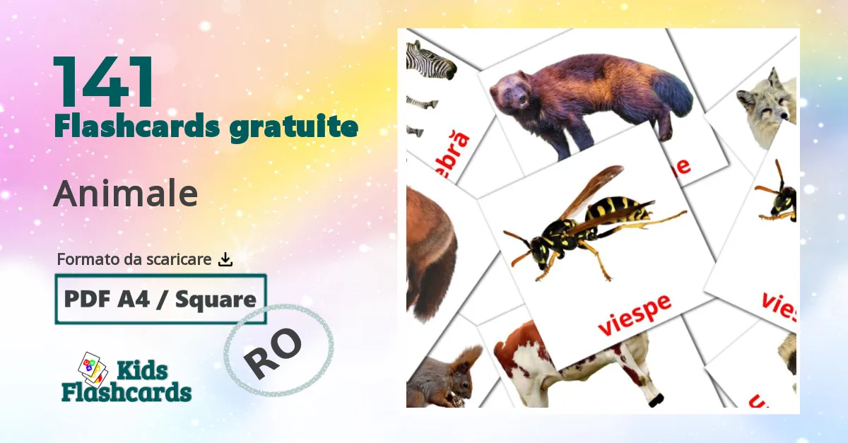 Animale Flashcards di vocabolario rumeno