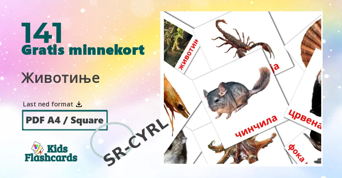 141 Животиње bildekort