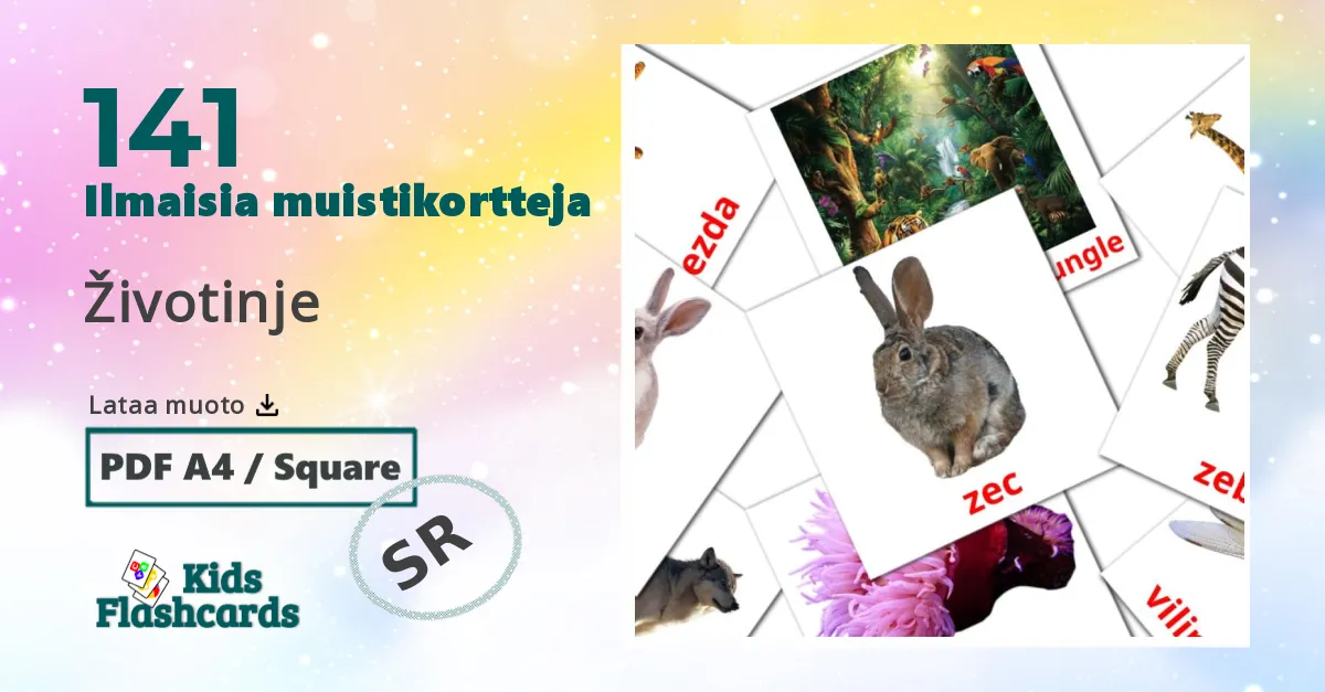 Životinje – lasten kuvakortit serbiaksi sanastoon