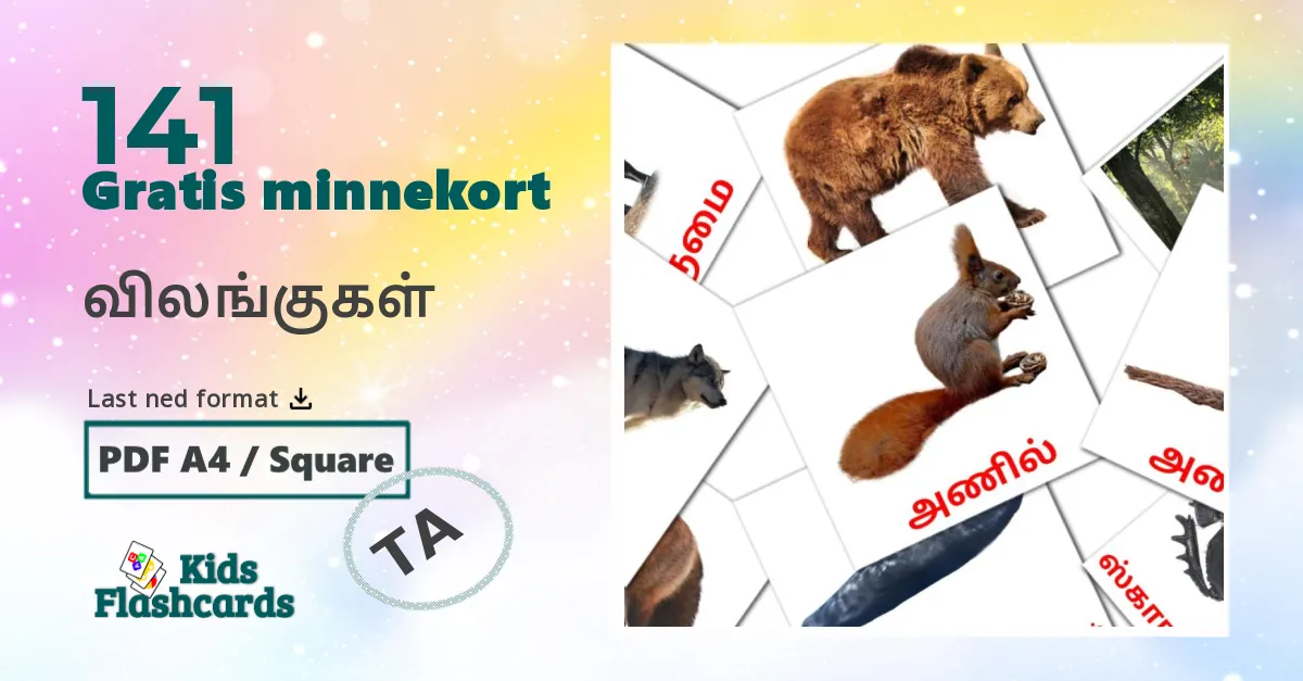 141 விலங்குகள் bildekort