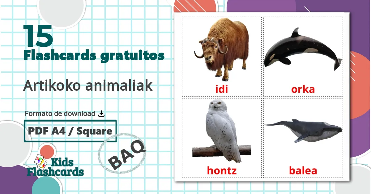 15 Flashcards de Artikoko animaliak