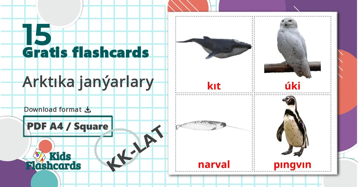 15 Arktıka janýarlary billedkort for børn