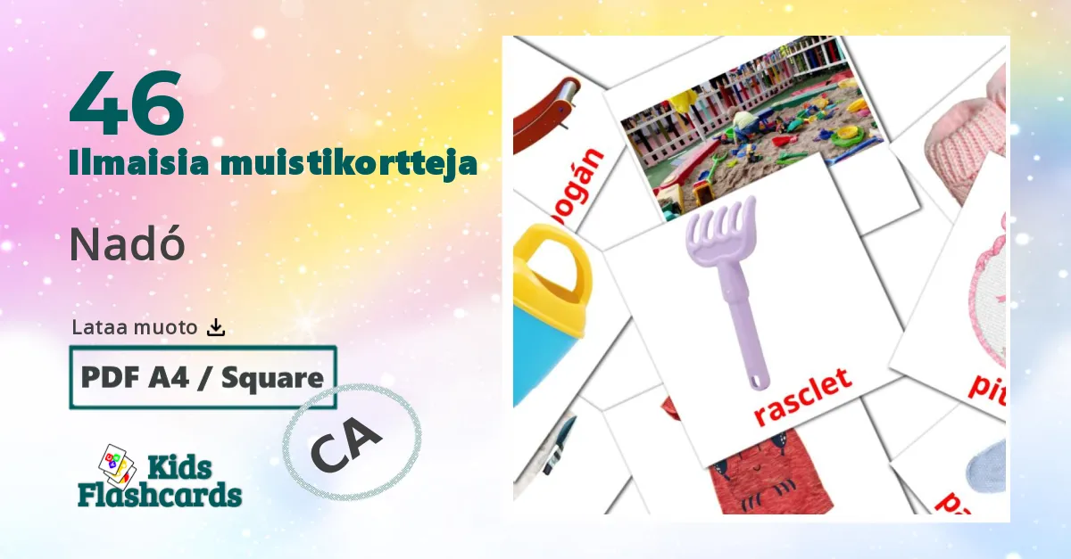 Nadó – lasten kuvakortit catalanksi sanastoon